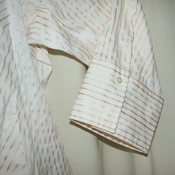 Worthington Woman Stretch Button Front SHIRT, 3X, White w/Gold Stripe NWOT - Picture 5 of 11